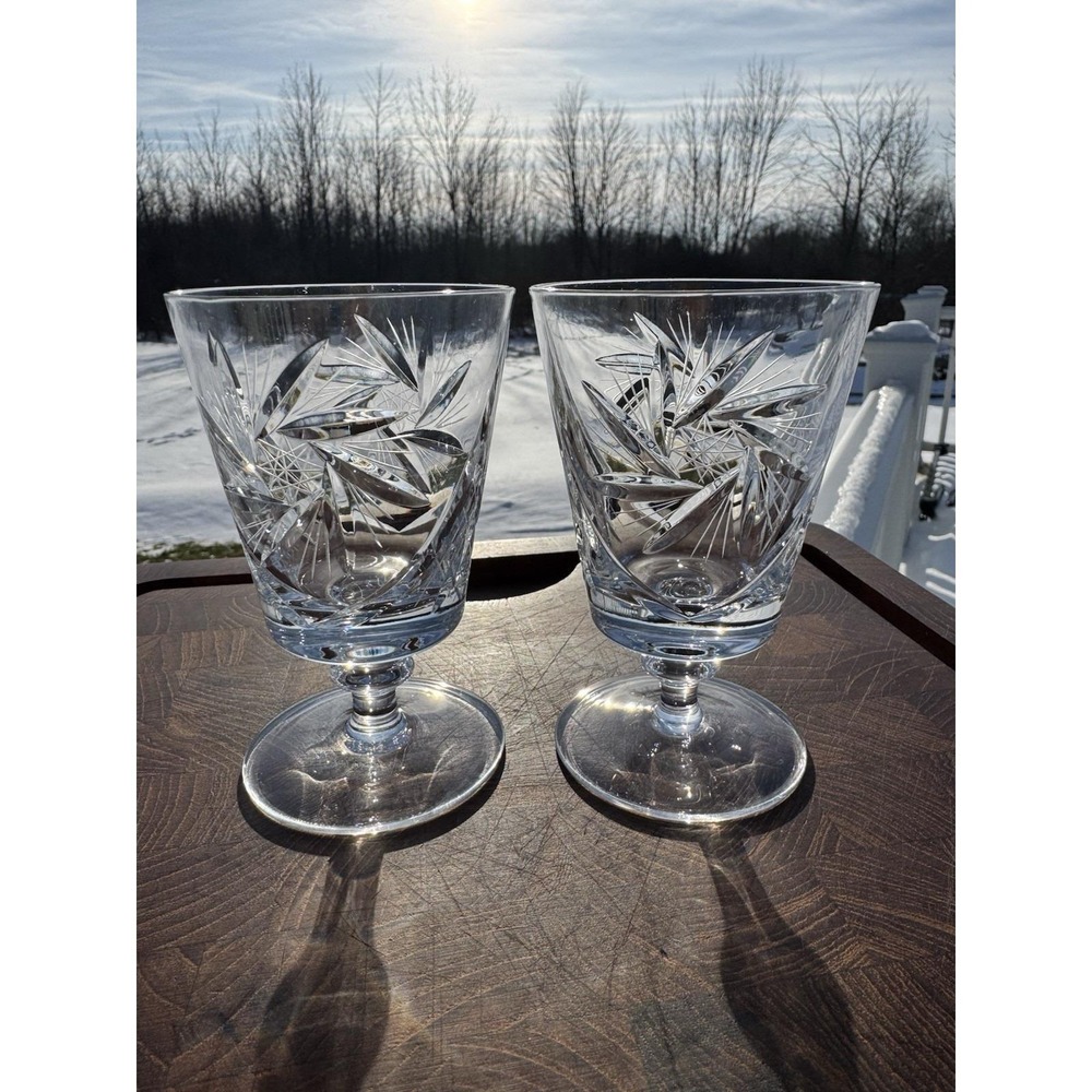 Set 2 Csopak Port AJKA Glass Crystal Cup Juice RETIRED Pinwheel EUC Beautiful!